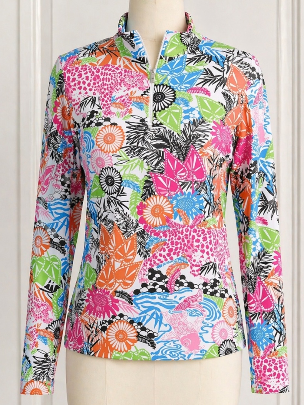 IBKUL Bamboo Garden Quarter Zip Top XL UPF 50